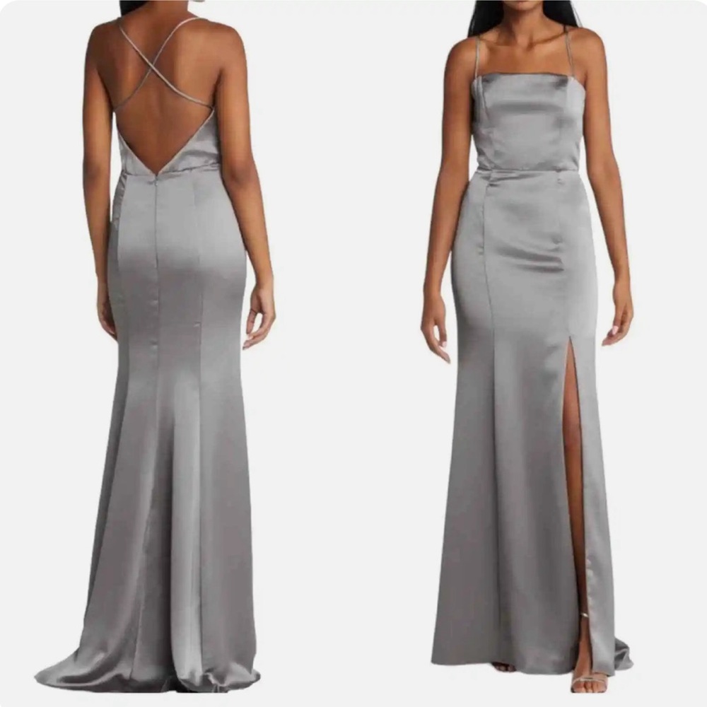 Amsale Nakai in gunmetal, extra length
